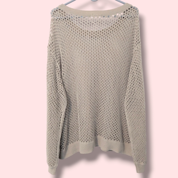 Summersalt Tan Natural Cotton Knit Long Sleeve The Fishnet Crewneck Cover-Up XL - Picture 3 of 10